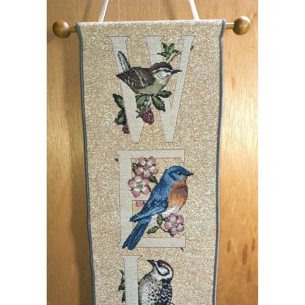 Bird Watchers‎ Welcome Tapestry Wall Hanging Decor Cardinal Bluebird Woodpecker